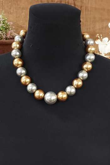 Shop_Rejuvenate Jewels_Silver Plated Pearl Embellished Necklace _at_Aza_Fashions