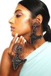 Buy_Rejuvenate Jewels_Black Swadesh Carved Long Earrings_at_Aza_Fashions
