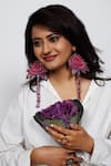 Buy_Rejuvenate Jewels_Pink Sequins, Beads, Embroidery Hand Petal Earrings _at_Aza_Fashions