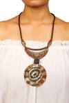 Buy_Rejuvenate Jewels_Brown Rustic Double Drop Necklace _at_Aza_Fashions