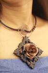 Buy_Rejuvenate Jewels_Black Rustic Rose Love Pendant Necklace _at_Aza_Fashions