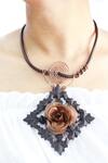 Shop_Rejuvenate Jewels_Black Rustic Rose Love Pendant Necklace _Online_at_Aza_Fashions