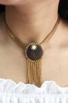 Buy_Rejuvenate Jewels_Brown Tassel Chain Choker Necklace _at_Aza_Fashions