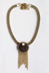 Shop_Rejuvenate Jewels_Brown Tassel Chain Choker Necklace _at_Aza_Fashions