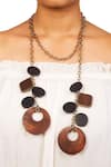 Shop_Rejuvenate Jewels_Brown Tie The Knot Tassel Scarf Necklace _at_Aza_Fashions