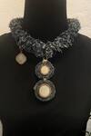 Shop_Rejuvenate Jewels_Blue 50 Paisa Denim Ruffled Necklace _at_Aza_Fashions