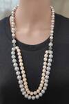 Shop_Rejuvenate Jewels_White Diamond Ball And Layered Pearl Necklace _at_Aza_Fashions