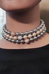 Shop_Rejuvenate Jewels_Peach Pearl Layered Choker _at_Aza_Fashions