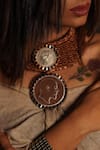 Buy_Rejuvenate jewels_Brown Carved Big Coin Wired Choker _Online_at_Aza_Fashions