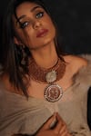 Shop_Rejuvenate jewels_Brown Carved Big Coin Wired Choker _Online_at_Aza_Fashions