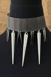 Shop_Rejuvenate jewels_Silver Plated Spiked Mesh Necklace _at_Aza_Fashions