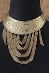 Shop_Rejuvenate jewels_Gold Plated Tassel Chainy Choker _at_Aza_Fashions