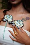 Buy_Rejuvenate jewels_Sky Blue Thread Hand Embroidered Petal Necklace 