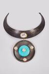 Shop_Rejuvenate jewels_Grey Kundan Chakri Pendant Choker _at_Aza_Fashions