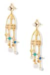 Buy_Shazé_Multi Color Stones Lunas Mantle Embellished Jhumka Earrings _Online_at_Aza_Fashions