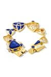 Buy_Shazé_Gold Plated Stones Bias Sheild Embellished Bracelet _at_Aza_Fashions