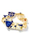 Shop_Shazé_Gold Plated Stones Bias Sheild Embellished Bracelet _at_Aza_Fashions