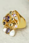 Shop_Shazé_Multi Color Stones Amethyst Garden Embellished Ring _at_Aza_Fashions