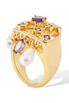 Shazé_Multi Color Stones Amethyst Garden Embellished Ring _at_Aza_Fashions