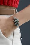 Buy_Shazé_Green Crystal Starburst Embellished Bracelet _at_Aza_Fashions