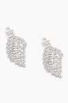 Shazé_Silver Plated Stone Sunflare Studded Curve Earrings _at_Aza_Fashions