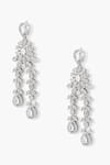 Shazé_Silver Plated Stone Faelight Studded Floral Earrings _at_Aza_Fashions