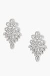 Shazé_Silver Plated Stone Halo Clustered Studded Earrings _at_Aza_Fashions