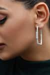 Shazé_Silver Plated Stone Solar Veil Embellished Square Hoops _Online_at_Aza_Fashions