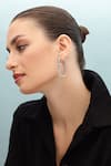 Shazé_Silver Plated Stone Dusk Fire Bar Pattern Embellished Hoops _Online_at_Aza_Fashions