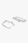 Buy_Shazé_Silver Plated Stone Dusk Fire Bar Pattern Embellished Hoops 