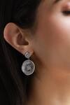 Shazé_Silver Plated Stones Lunar Umbra Round Embellished Earrings _Online_at_Aza_Fashions