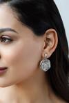 Buy_Shazé_Silver Plated Stones Flame Of The Forest Rose Embellished Earrings _at_Aza_Fashions
