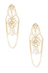 Shazé_Gold Plated Stone Ingress Floral Carved Cutwork Earrings _Online_at_Aza_Fashions