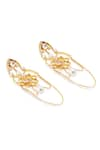 Shazé_Gold Plated Stone Ingress Floral Carved Cutwork Earrings _at_Aza_Fashions