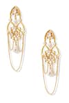 Buy_Shazé_Gold Plated Stone Ingress Floral Carved Cutwork Earrings 