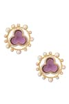 Shazé_Multi Color Stone Nimbus Floral Carved Stud Earrings _Online_at_Aza_Fashions