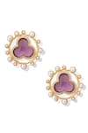 Shop_Shazé_Multi Color Stone Nimbus Floral Carved Stud Earrings _Online_at_Aza_Fashions