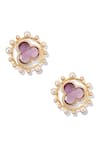 Buy_Shazé_Multi Color Stone Nimbus Floral Carved Stud Earrings 