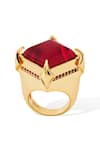 Shazé_Gold Plated Stone Harkins Heart Embellished Ring _Online_at_Aza_Fashions