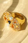 Shop_Shazé_Multi Color Stone Felicity Geometric Carved Ring _at_Aza_Fashions