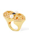 Shazé_Multi Color Stone Felicity Geometric Carved Ring _at_Aza_Fashions