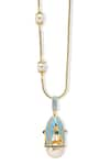 Shazé_Multi Color Bead Victorias Coronation Embellished Pendant Necklace _at_Aza_Fashions