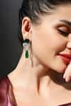 Buy_Shazé_Silver Plated Stone Gaias Pyramid Shaped Earrings _at_Aza_Fashions