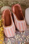 Shop_HELLO JR_Peach Embellished Bead Pearl Mules _at_Aza_Fashions