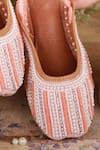 Shop_HELLO JR_Peach Embellished Bead Pearl Mules _Online_at_Aza_Fashions