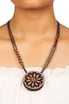 Buy_Rejuvenate jewels_Black Carved Ashoka Chakra Pendant Necklace _at_Aza_Fashions