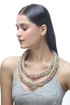 Just Shradhas_Brown Natural Stone Embellished Choker Necklace _at_Aza_Fashions