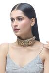 Buy_Just Shradhas_Brown Natural Stones Embellished Choker Necklace _at_Aza_Fashions