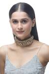 Shop_Just Shradhas_Brown Natural Stones Embellished Choker Necklace _Online_at_Aza_Fashions