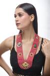 Buy_Just Shradhas_Red Natural Stones Embellished Long Necklace _at_Aza_Fashions